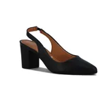 Zapato de tacón slingback Vizzano, color negro, con punta fina y tacón cuadrado.