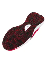 Championes de básquet Under Armour UA Lockdown 7, unisex, color rojo con detalles en negro y blanco. Presentan el logo de Under Armour en el lateral y la inscripción "LD7" en el talón.