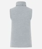 Blusa sin mangas de punto color gris, con cuello alto y superficie lisa.