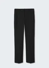 Pantalón de tejido fluido con diseño recto, cierre oculto de cremallera y botones, con aberturas en el bajo.