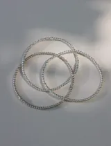 Pulsera elástica de cuentas esféricas pequeñas de plata 925.