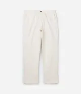 Pantalón de vestir color blanco, confeccionado en algodón con textura cuadriculada. Cuenta con cintura con trabillas, cierre tradicional y bolsillos laterales.
