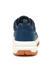 Zapatillas CAT Grapple Leather Mesh color azul marino, con capellada de gamuza y malla de nailon, forro 100% reciclado postindustrial, plantilla de espuma EVA suave, entresuela de EVA ligera y suela exterior de goma resistente.