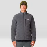 Campera gris con cierre frontal, bolsillos laterales con cierre y logo de la marca en el pecho.