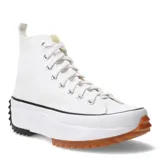 Championes unisex de lona blanca con suela de plataforma negra, ideal para un look urbano.
