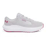Zapatillas deportivas grises con detalles en celeste, marca Under Armour, modelo Charged Versurge.