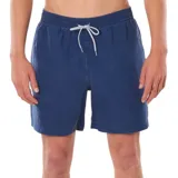 Short de baño azul con cintura elástica y cordón ajustable.