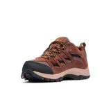 Zapatillas de trekking Columbia Crestwood Waterproof para hombre, color marrón con detalles en negro y naranja. Capellada de cuero y malla, con tecnología impermeable Omni-Tech y suela de goma Omni-Grip.