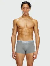 Pack de tres bóxers Diesel de algodón color gris con cintura elástica gris con logo de la marca en blanco.