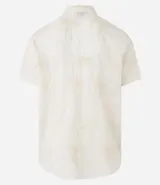 Camisa de manga corta color crema con bordado de cocoteros.