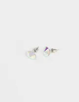Aros pasantes plateados con cubic zirconia, con cierre de tope a presión.