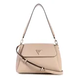 Cartera en color blanco de estilo estructurado con cierre magnético y detalles dorados.