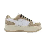 Zapatillas urbanas Puma Rebound Femme Low Animal, color blanco con detalles en beige y estampado animal print.