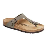 Sandalias Birkenstock modelo Gizeh, color gris, con tira de dedo y hebilla ajustable.
