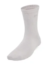 Pack de tres pares de medias deportivas de largo medio, en colores gris claro, blanco y gris oscuro.