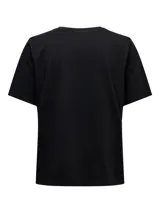 Camiseta básica de manga corta color negro, confeccionada en 100% algodón con cuello redondo.