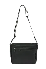 Bandolera con correa larga regulable, cuerpo principal color beige con solapa marrón y base negra.