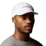 Gorra unisex Columbia Twin Canyon Ball Cap, color blanco, con logo bordado en negro.