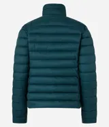 Campera puffer ultraligera color marrón, confeccionada en poliamida acolchada, con cuello alto y cierre por cremallera. Incluye bolsita con cordón.