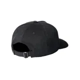 Gorra negra de pana con visera curva y logo Roark bordado en blanco en el frente.
