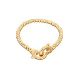 Pulsera de esferas pequeñas bañada en oro de 18k con cierre de mosquetón entrelazado.