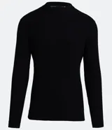 Suéter slim rojo de punto acanalado con cuello redondo y mangas largas. Puños y bajo ajustados. Marca Request.