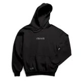 Canguro negro de algodón con capucha y bolsillo delantero tipo canguro. Estampado frontal con el logo de la marca en tipografía gótica.