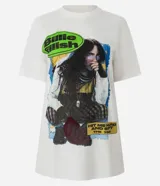 Remera blanca de algodón con estampa de Billie Eilish.