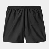 Short de baño negro Carhartt WIP, con logo bordado en color dorado en la pierna izquierda.