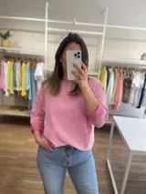Buzo rosa de algodón y elastano, de línea italiana.