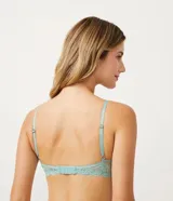 Soutien blanco de encaje floral, sin relleno y con aro.