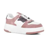 Championes urbanos con plataforma, color blanco con detalles en rosa y gris.