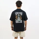 Remera negra de corte oversized confeccionada en jersey de algodón.