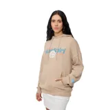 Canguro beige con capucha, cordones ajustables, bolsillo tipo canguro y puños y ruedo acanalados. Estampado frontal con el logo de la marca y la frase "Australian Surf Girl".