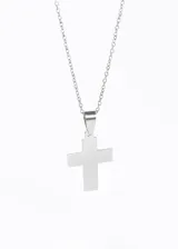 Conjunto de cadena fina estilo forcet con dije mediano en forma de cruz, unisex.