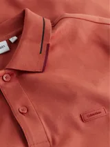 Chomba de piqué color ladrillo, con cuello polo de dos botones y logo bordado en el pecho. Presenta ribetes en cuello y mangas.