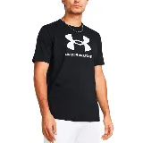 Camiseta negra de Under Armour con logo blanco estampado en el pecho.