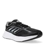 Championes Adidas Galaxy Star negros con detalles plateados y suela blanca.