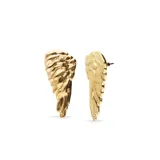 Par de aros dorados con forma de alas de ángel.