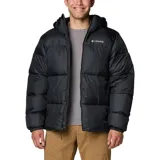 Campera puffer negra marca Columbia, con capucha ajustable, cierre frontal con cremallera, bolsillos laterales con cremallera, puños elásticos y aislamiento Thermarator™.