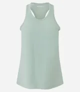 Musculosa deportiva de microfibra color ladrillo, con espalda tipo nadador, escote redondo y perforaciones en toda la prenda.