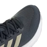 Championes Adidas Runfalcon + 5 color azul con detalles en beige y violeta, ideales para running.
