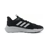 Championes Adidas Alphaedge+ para hombre, color negro con las tres tiras blancas en el lateral y suela blanca con detalles en gris.