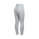 Calza deportiva gris con cintura alta y bolsillos laterales.