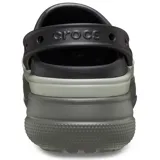 Zueco Crocs Classic Stacked color blanco con plataforma beige. Diseño con orificios Jibbitz™ en el empeine y la tira trasera.