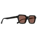 Lentes de sol negros con marco cuadrado de acetato y lentes verdes.