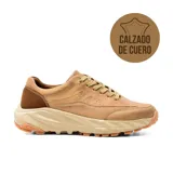 Zapato casual Hi-Tec Barry de cuero color marrón con suela beige.