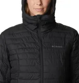 Campera puffer negra para mujer, marca Columbia, modelo Silver Falls II Hood. Confeccionada con tecnología Omni-Shield que repele la humedad y Thermarator que mantiene abrigado. Cuenta con capucha, bolsillos con cierre, puños elásticos y se puede guardar en el bolsillo de la mano.