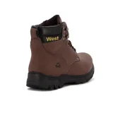 Bota acordonada color marrón, con suela antideslizante y diseño resistente.
