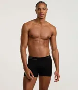 Calzoncillo bóxer de microfibra color gris oscuro, con cintura elástica que presenta el logo "Lupo" y detalles de rayas horizontales.